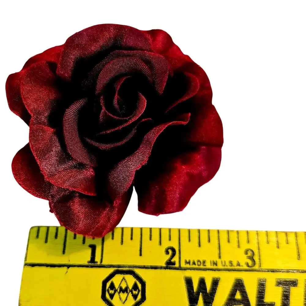 100 Burgundy Red Satin Rose Heads Stemless Wedding Floral Craft DIY 2.5in Flower